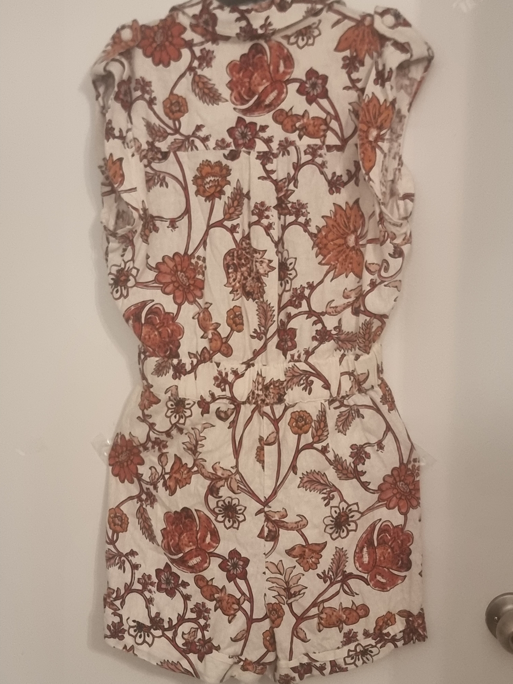 Rachel Zoe Cream Romper with Rust Floral Print - Picture 7 of 16